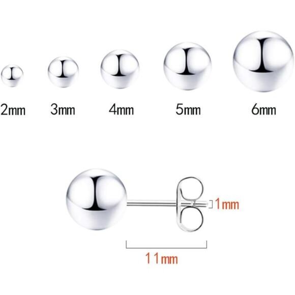 925 Sterling Silver Stud Earrings for Women, Sterling Silver Earrings Tiny Stud - Picture 2 of 7